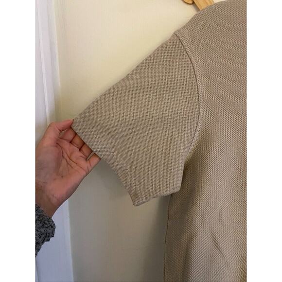 Zara T-Shirt Men's Small Global Department Short Sleeve Basic Jacquard Tee Tan - Picture 4 of 5